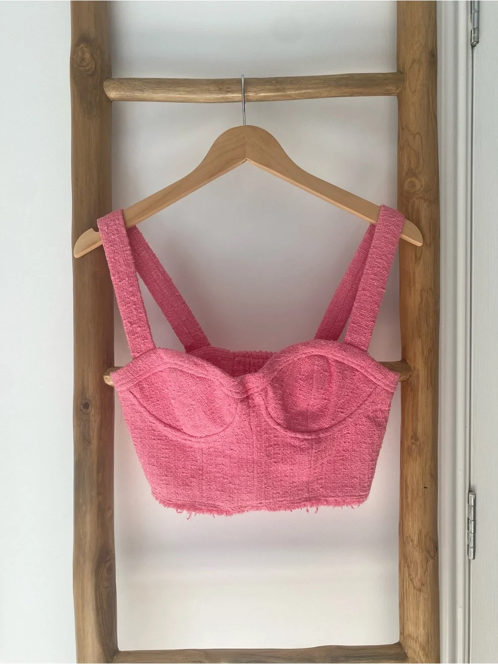 Zara Barbie Pink Textured Bustier Cropped Tank Top Size Small